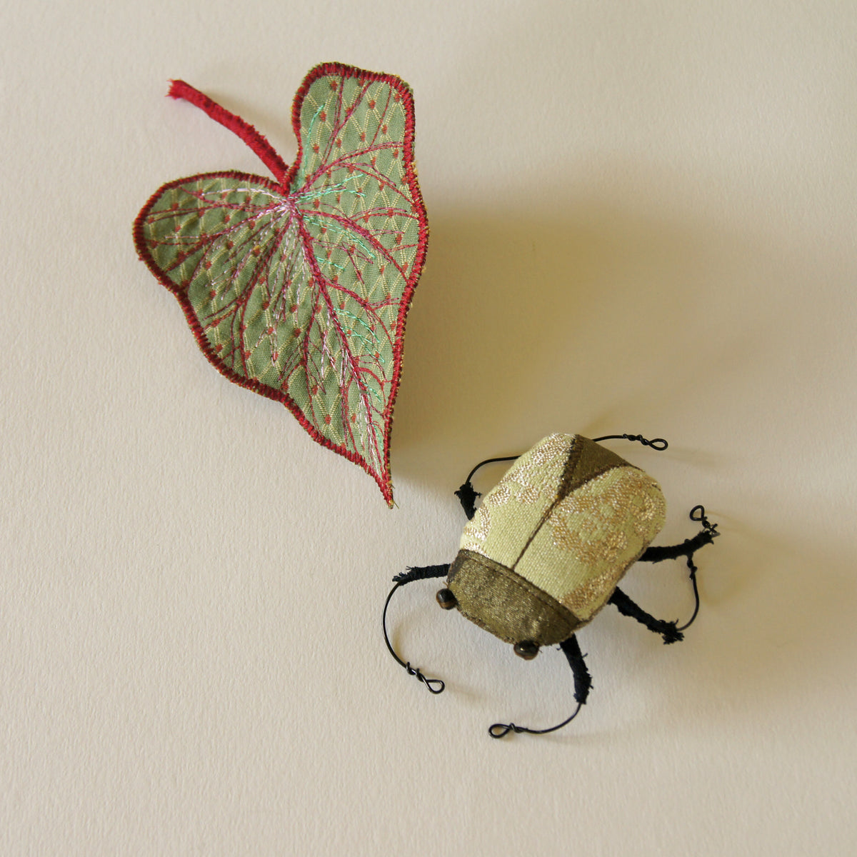 Magical Scarab Beetle soft sculpture vintage fabrics