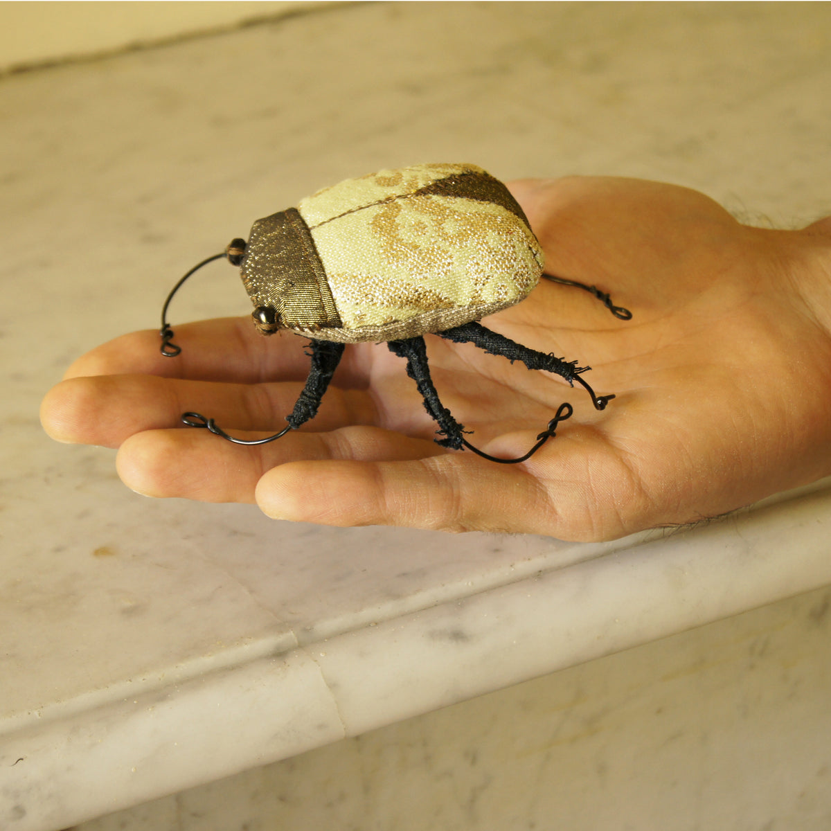 Magical Scarab Beetle soft sculpture vintage fabrics