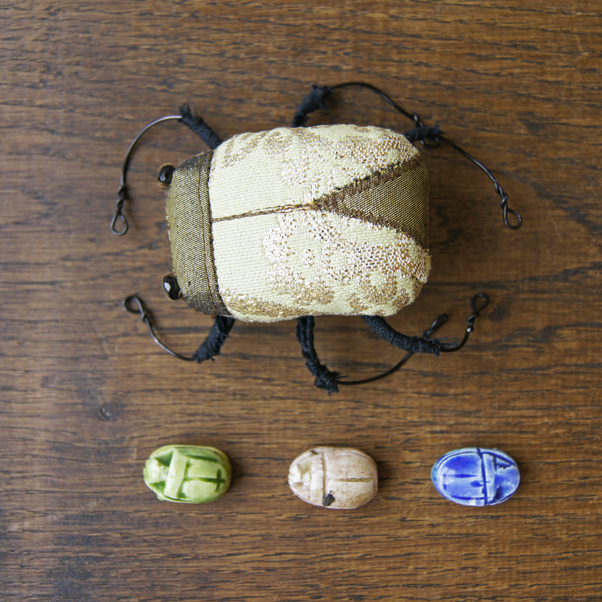 Magical Scarab Beetle soft sculpture vintage fabrics