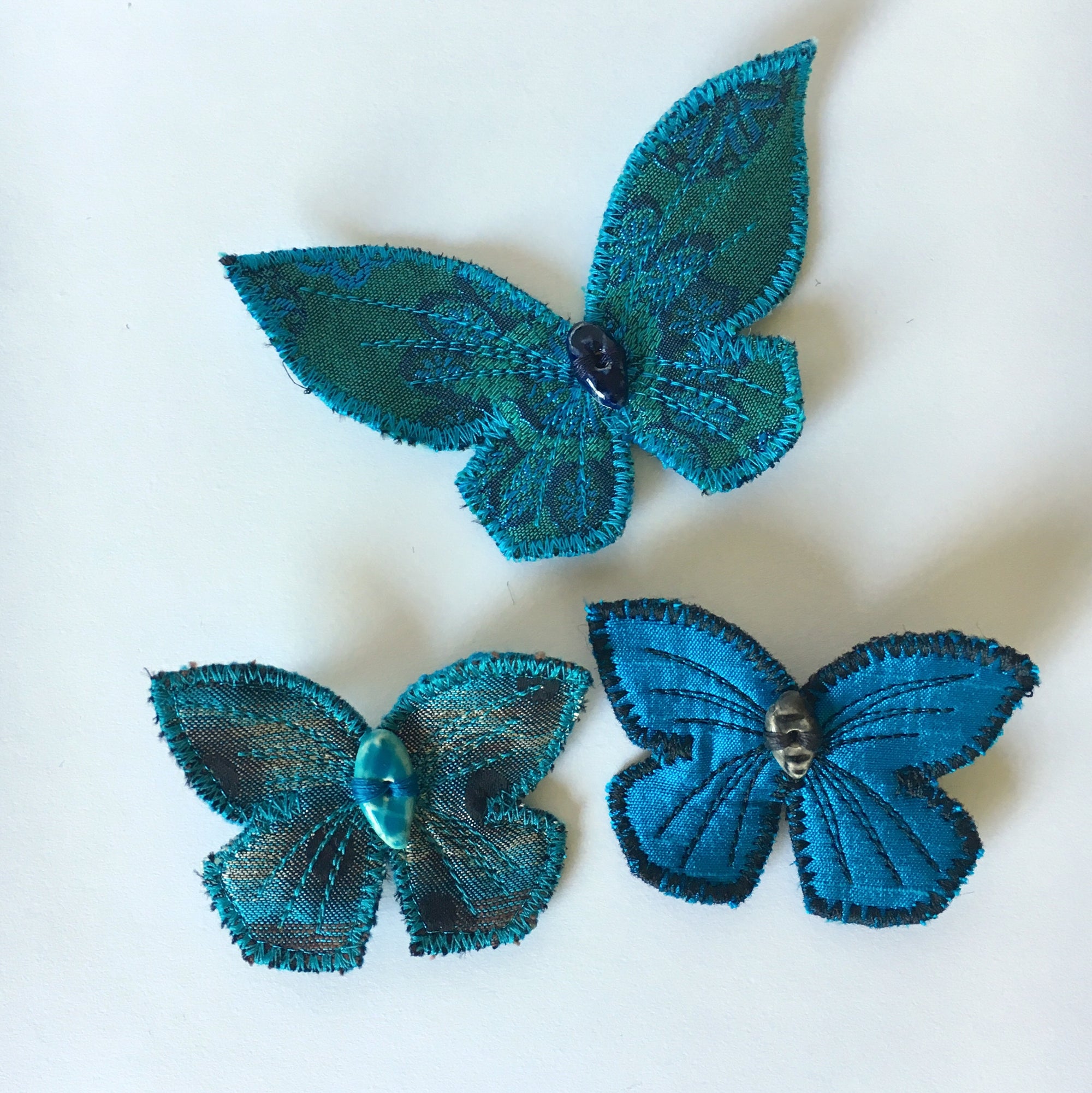 Hair Clips Blue Silk Butterflies Woodland Accessory