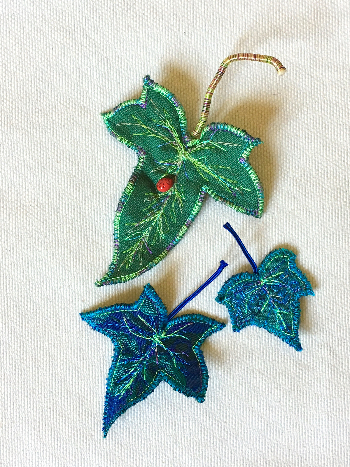 Green and Blue Ivy Leaf Hair Clips