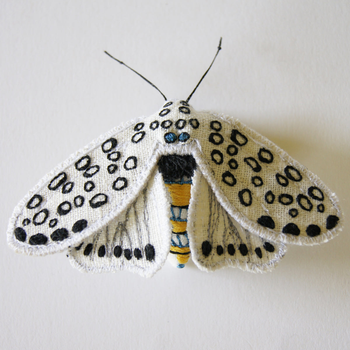 Giant Leopard Moth Brooch Textile Butterfly