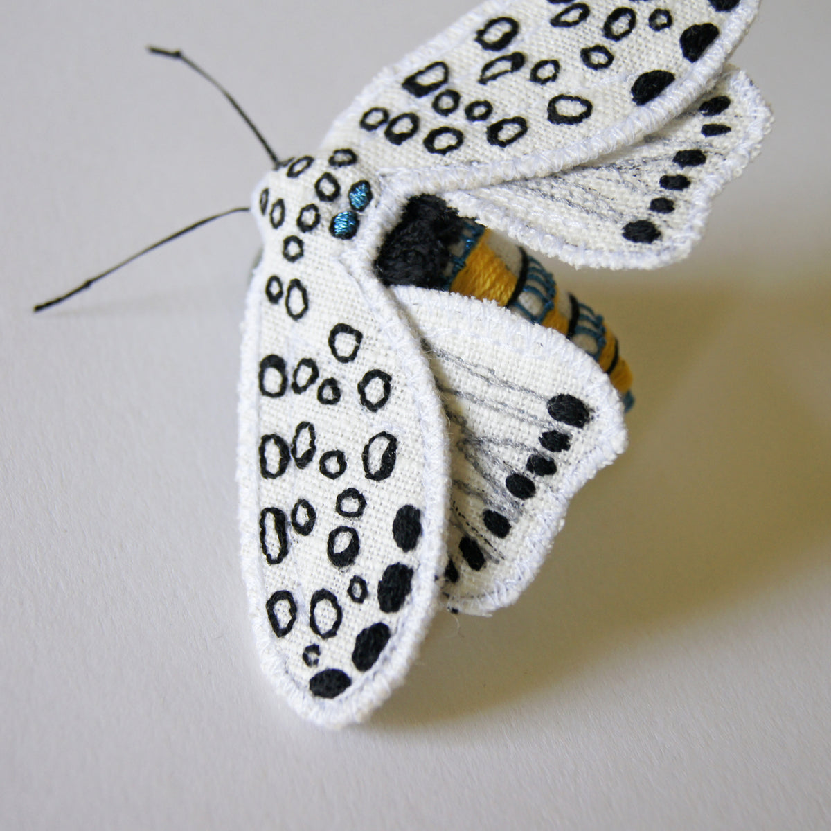 Giant Leopard Moth Brooch Textile Butterfly