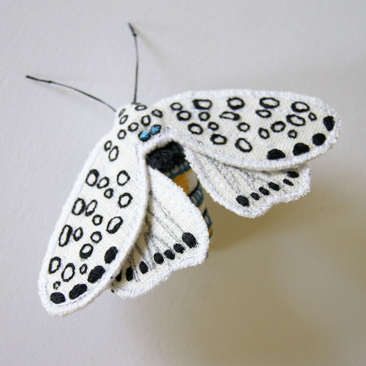 Giant Leopard Moth Brooch Textile Butterfly