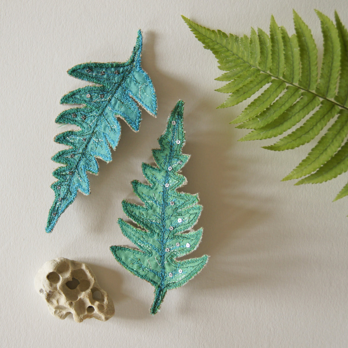 Blue Fern Leaf Brooch