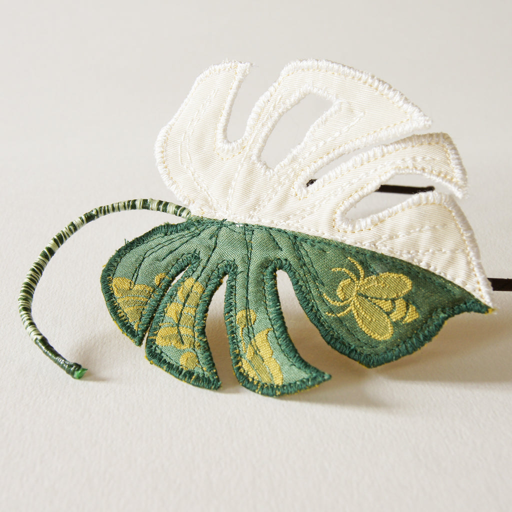 244. The Tropical Leaf Beaded Headband BEADED TROPICAL LEAVES Baby Headband, Flower Girl Flapper  main image 2