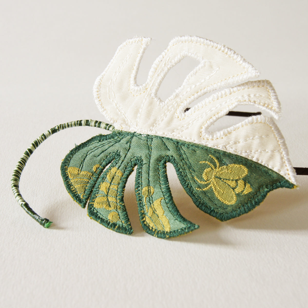 White variegated Monstera deliciosa, Textile Tropical Leaf Headband