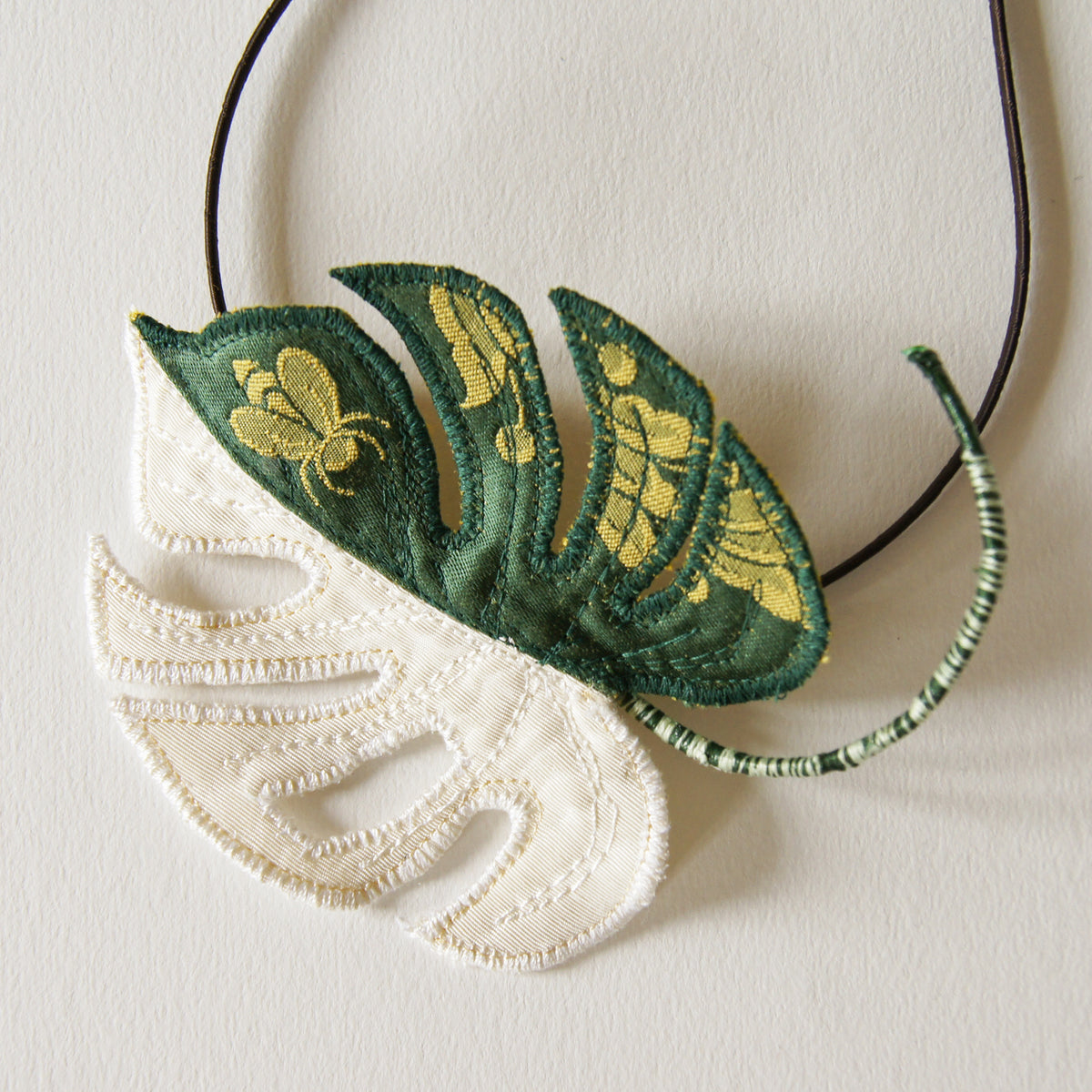 White variegated Monstera deliciosa, Textile Tropical Leaf Headband