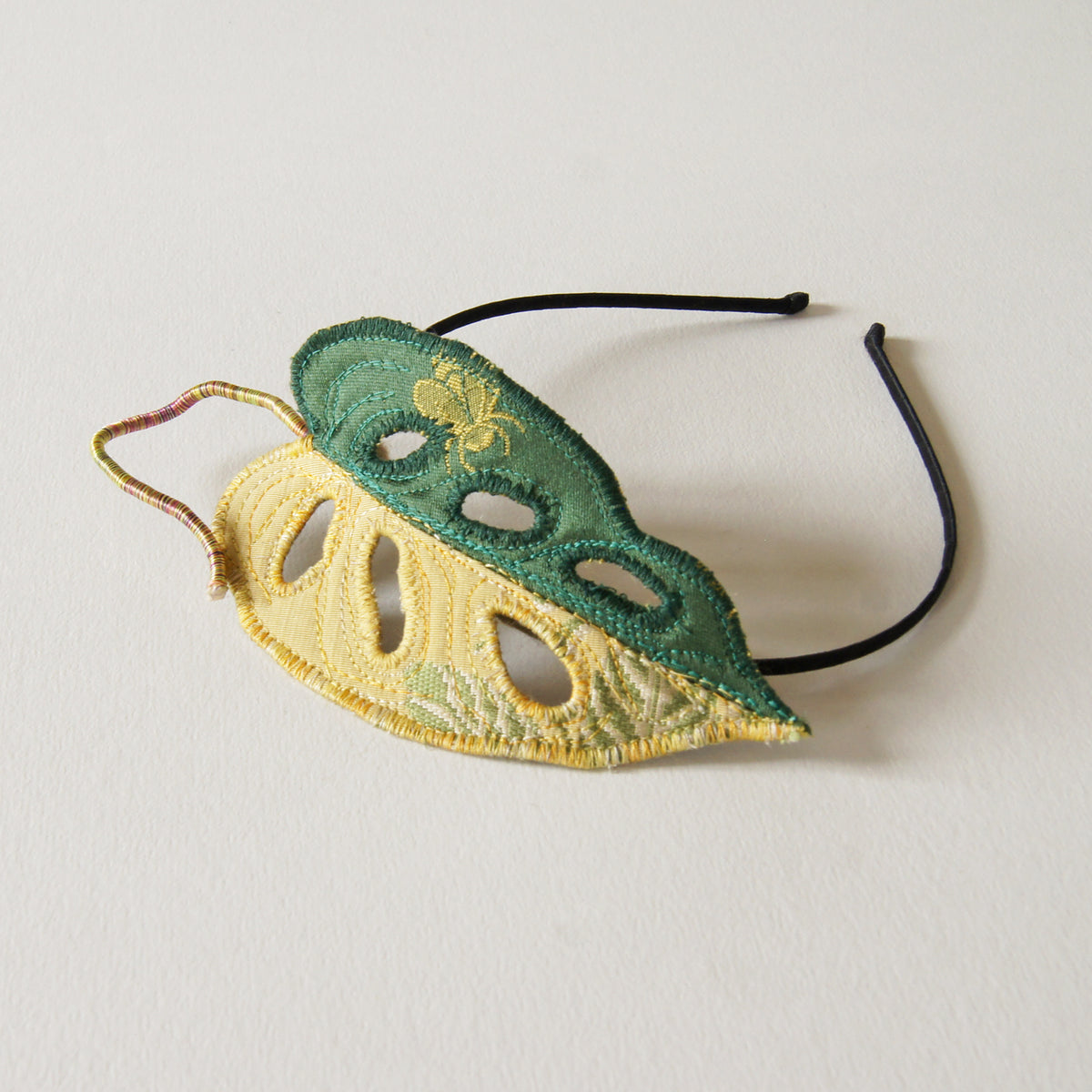 Monstera adansonii variegata headband, Botanical Fascinator