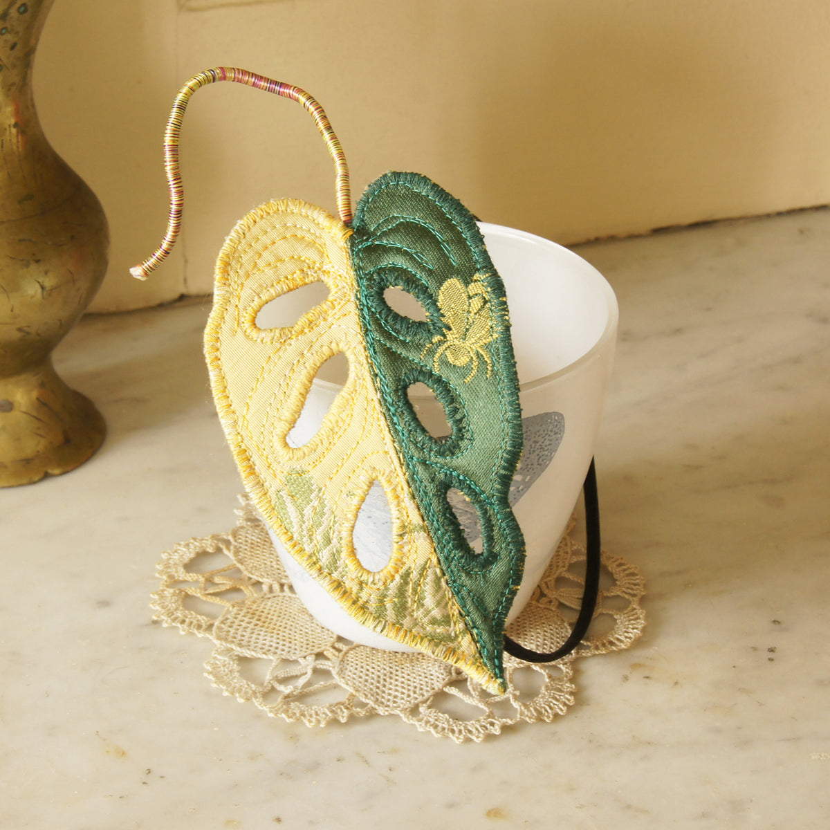 Monstera adansonii variegata headband, Botanical Fascinator