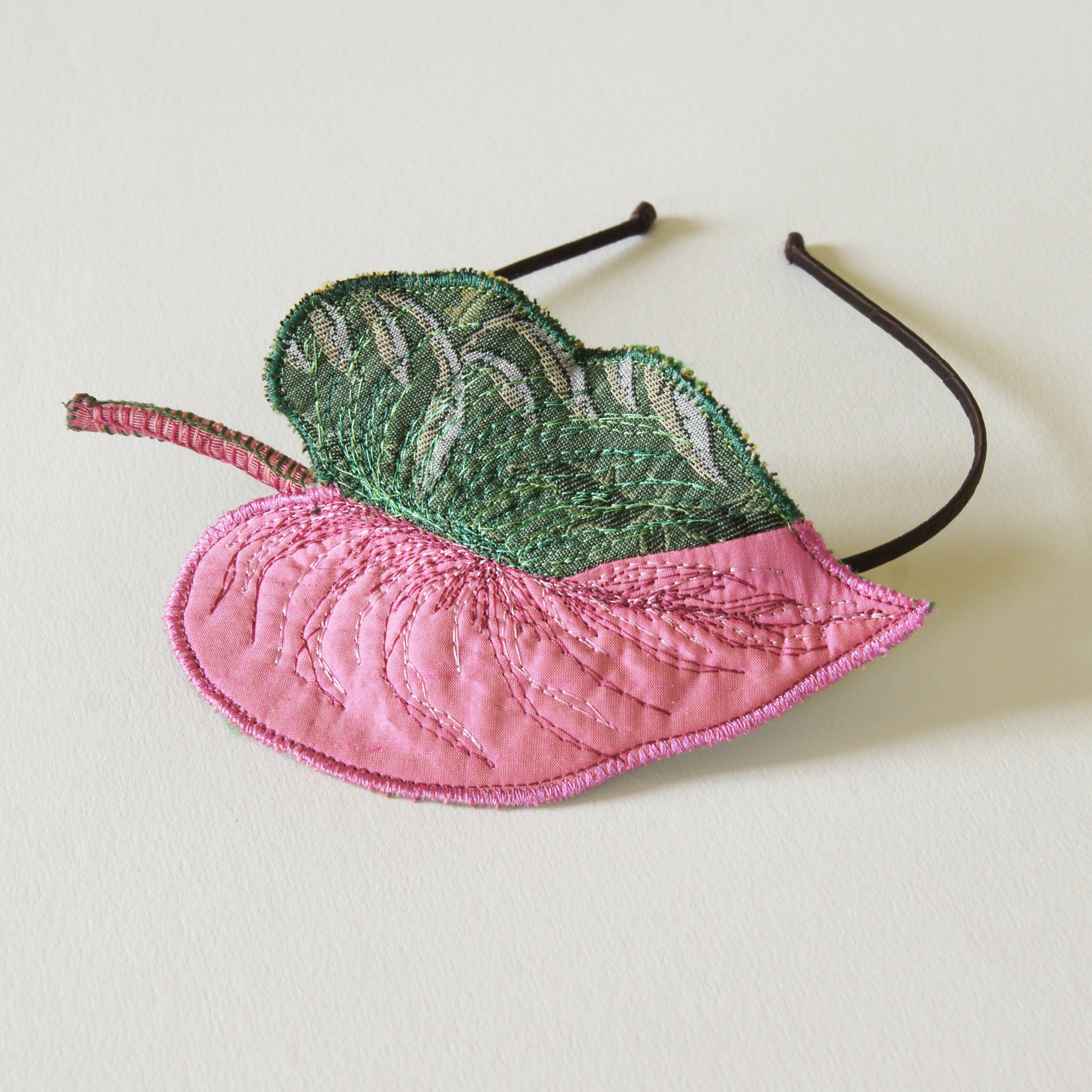 philodendron embroidery Pink Princess Philodendron Headband, Fascinator