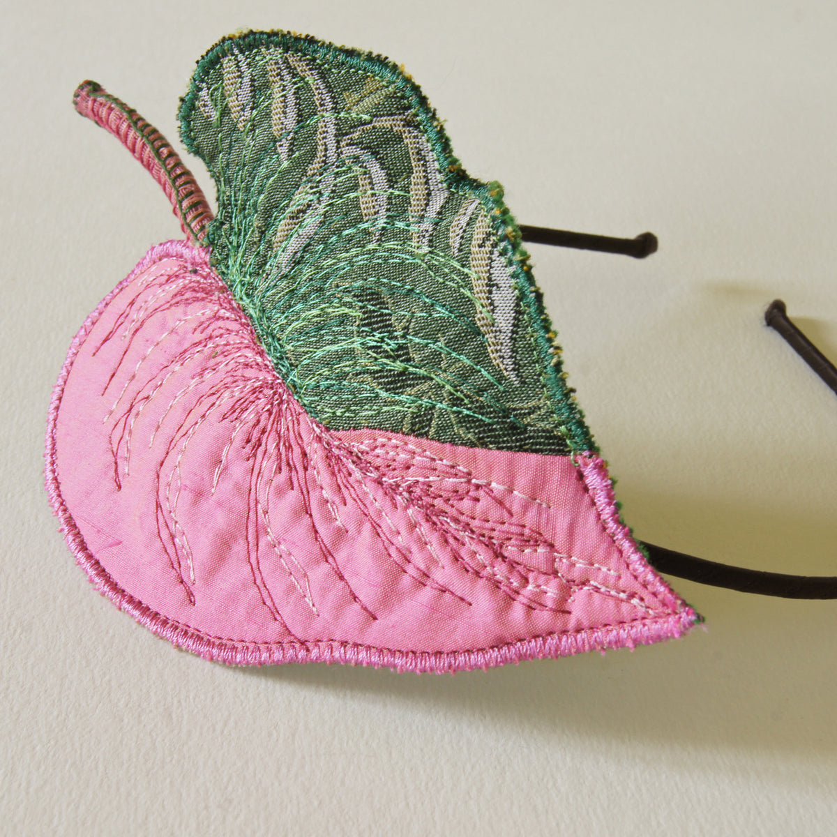 Pink Princess Philodendron Headband, Botanical Fascinator