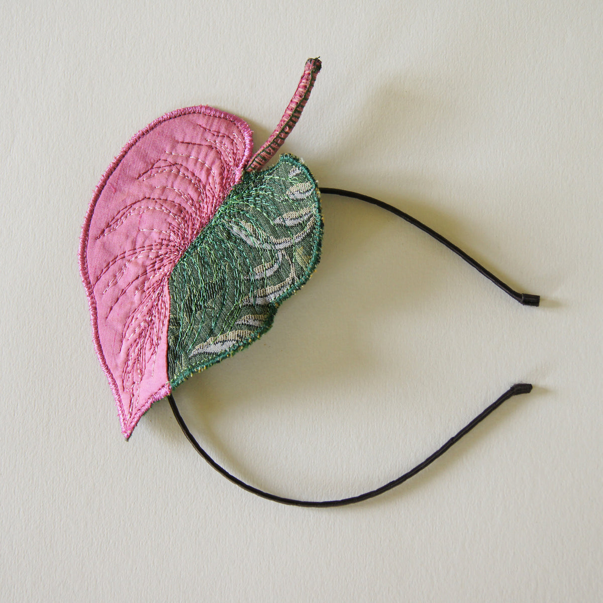 Pink Princess Philodendron Headband, Botanical Fascinator