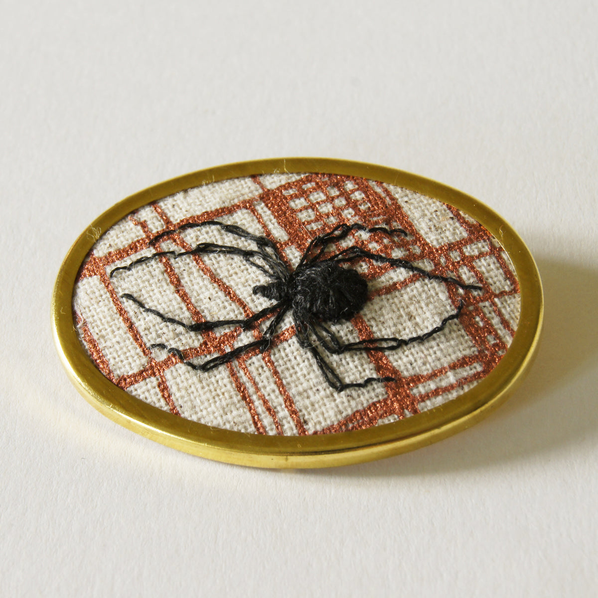 Stumpwork Black Widow Spider Brooch Pin Hand Embroidered Arachnida