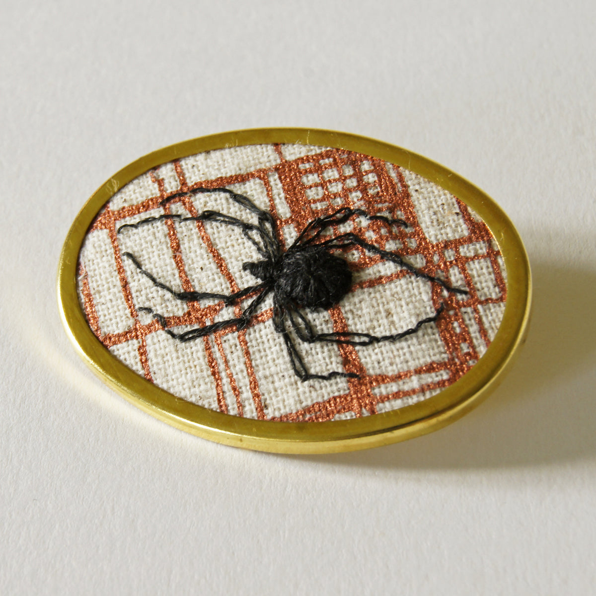 Stumpwork Black Widow Spider Brooch Pin Hand Embroidered Arachnida